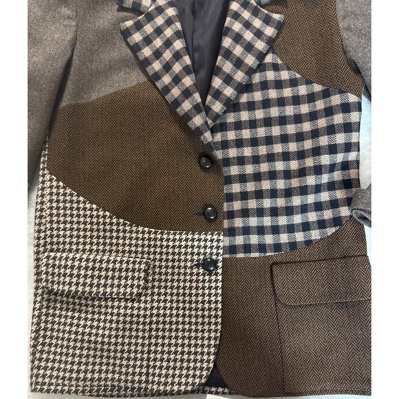 Vintage 90s NINETY Patchwork Wool Blazer – Statement Jacket Size 10 - Picture 5 of 14